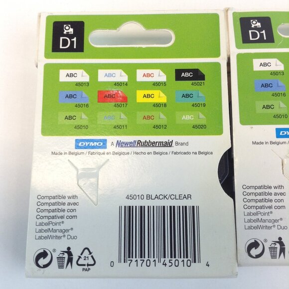 DYMO D1 Standard Labels 1/2" x 23' Black on Clear 2 Pack - Picture 6 of 15